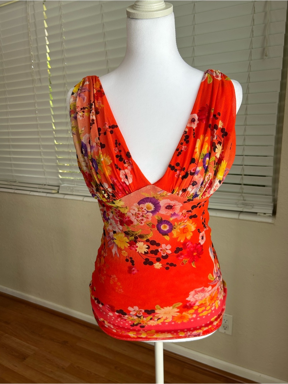 VINTAGE Fuzzi by Jean Paul Gaultier floral tulle mesh sleeveless - size M - Picture 5 of 7